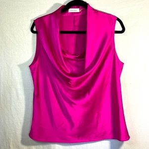 Calvin Klein, Large, Pink Cowl Neck Blouse